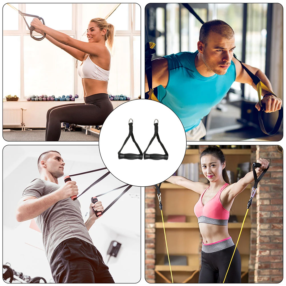 

Fitness Equipment Handles Black Plastic Cable Workout Accessory Pull down Bar Ergonomic Strong Durable Home Gym Resistance Bands