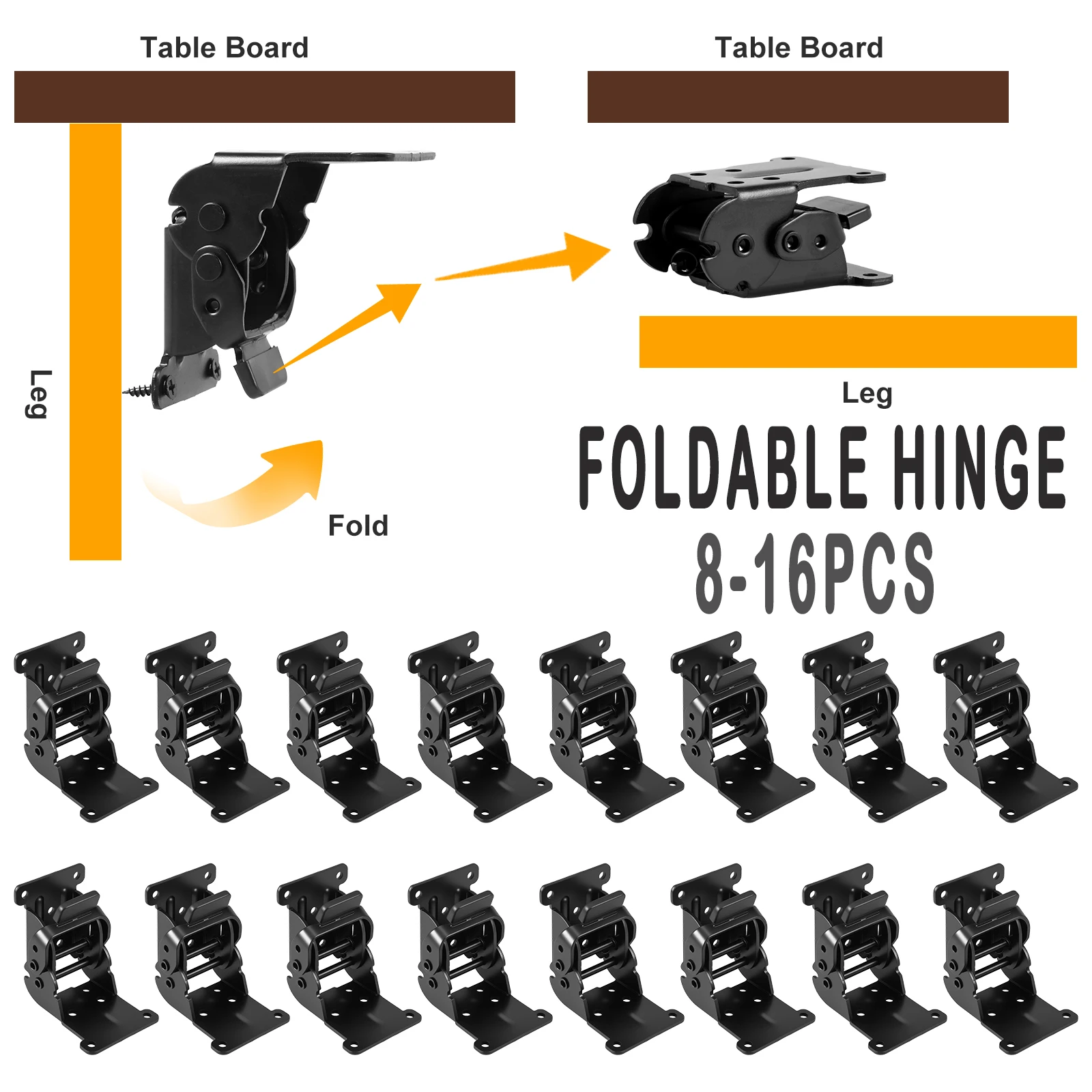 8/16PCS Self Locking Hinge 500 LB Load Easy Installation Bracket Heavy-Duty Foldable Extension Support Bracket For Furniture Leg