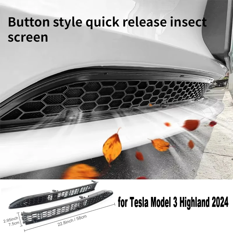 

Lower Bumper Anti Insect Net for Tesla Model 3 Highland 2024 Anti Dust Proof Inner Vent Grille Cover Insect-proof Front Cover