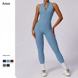 New Women's One-piece Yoga Pants Sleeveless Sexy Backless High intensity fitness training sports tight High Elastic Bodysuit