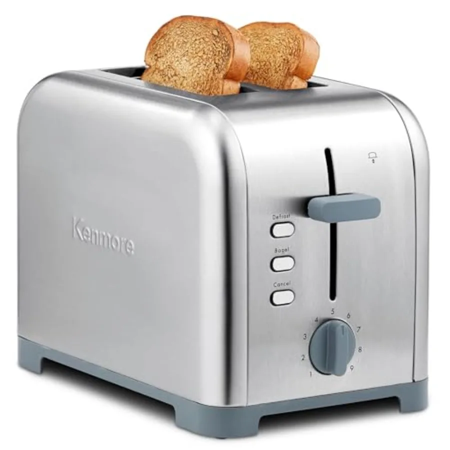 

2-slice extra wide slot toaster with defrost function for bread bagel 9 shade settings stainless steel finish compact c