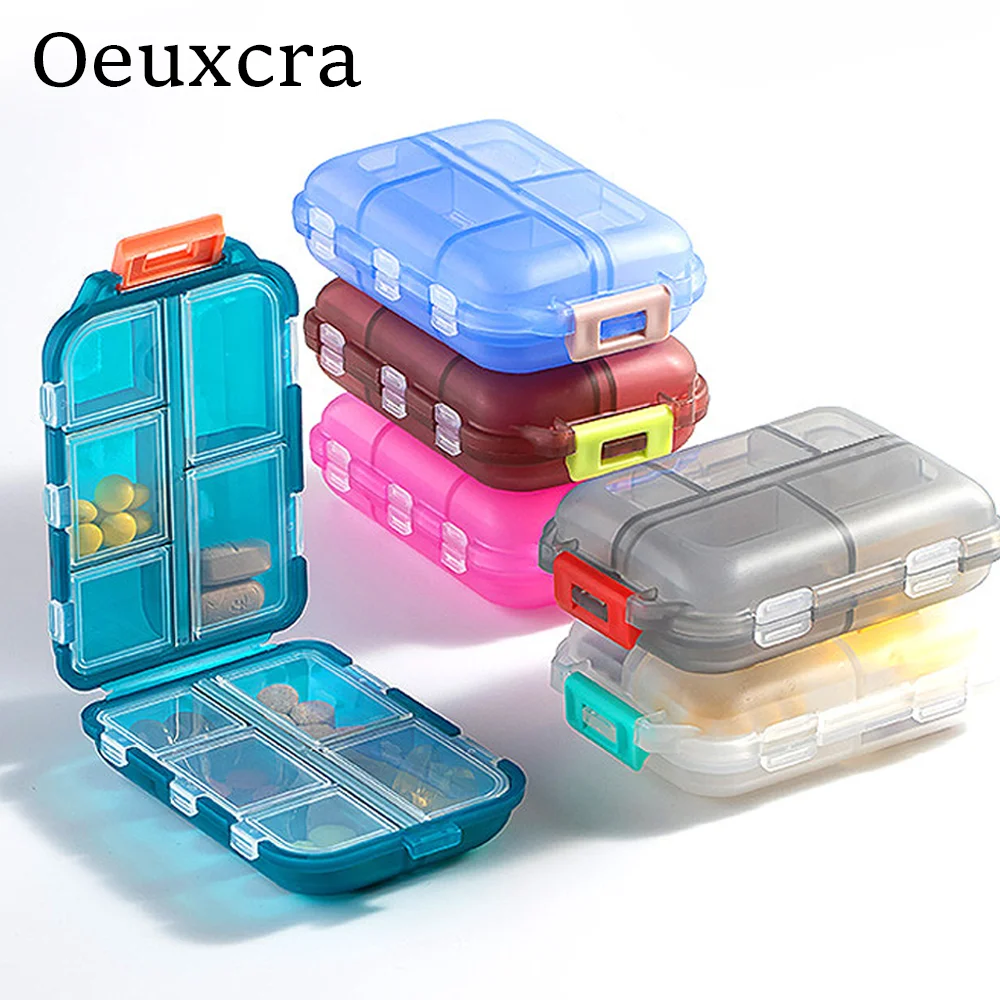 10Grids Travel Pill Organizer Box Portable Folding Small Pill Case Daily Pill Container Pill Box Dispenser Plastic Container Box