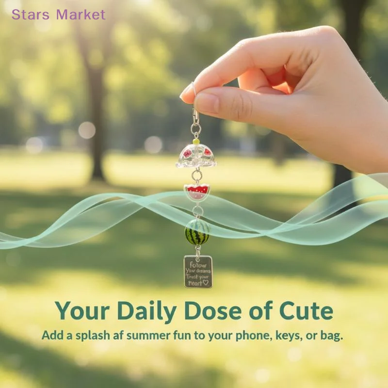 New Transparent Keychain Cute Wind Chime Pendant Keyring Mobile Phone Lanyard Kawaii Bag Decorative Accessories Home Decorations