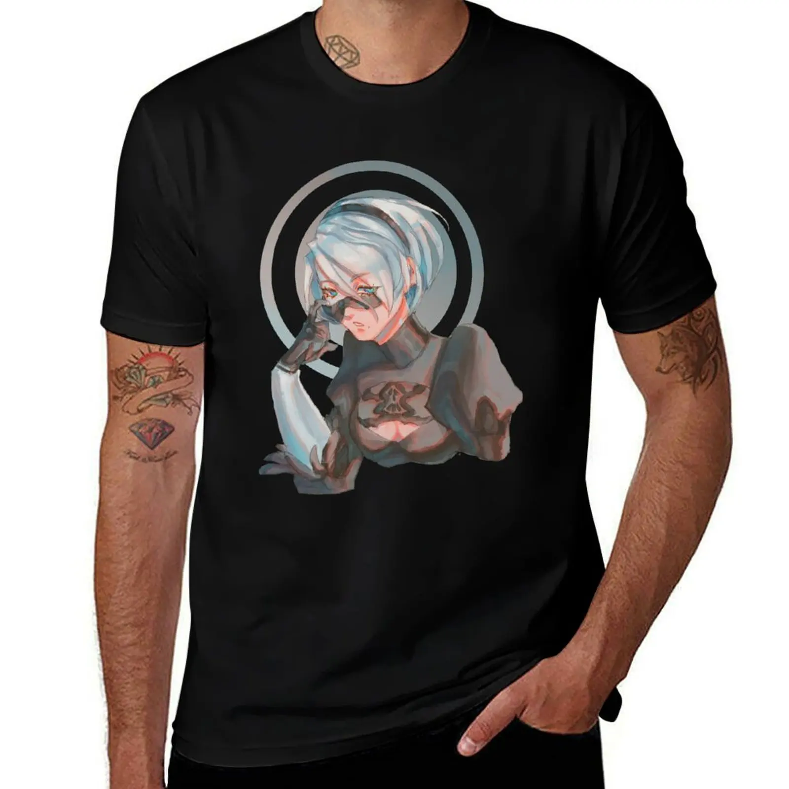 

Футболка 2B от nier automata, футболка большого размера с рисунком, бутиковая одежда на день Святого Валентина, одежда в стиле хиппи, мужская одежда больших размеров