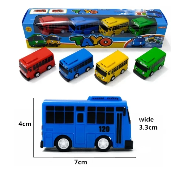 New 4pcs/set ko Toy the Little Bus Mini Plastic Pull Back Blue Tayo Red Gani Yellow Lani Green Rogi Bus Car Model for Baby Gift