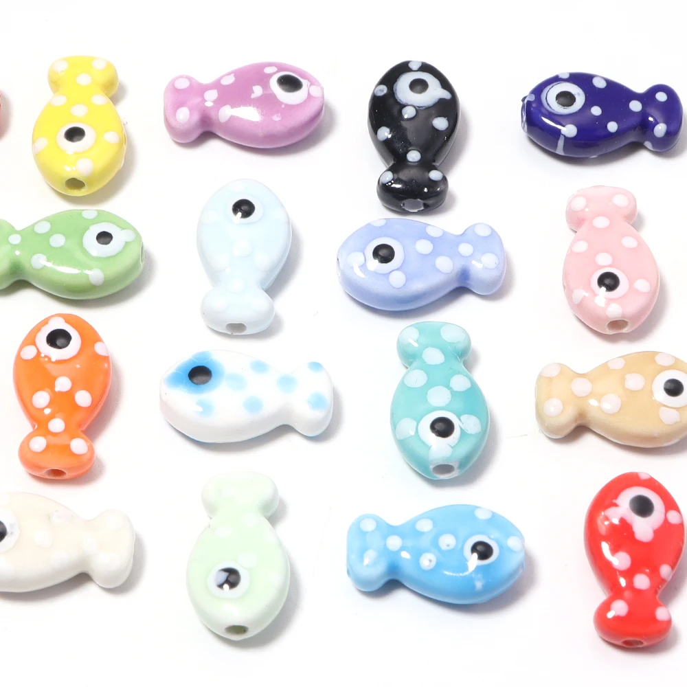 6pcs 11x19mm Fish-shaped Beads Ceramic Spacer Loose Porcelain Bead For Jewelry Making Findings DIY Bracelet Necklace Accessories image 6