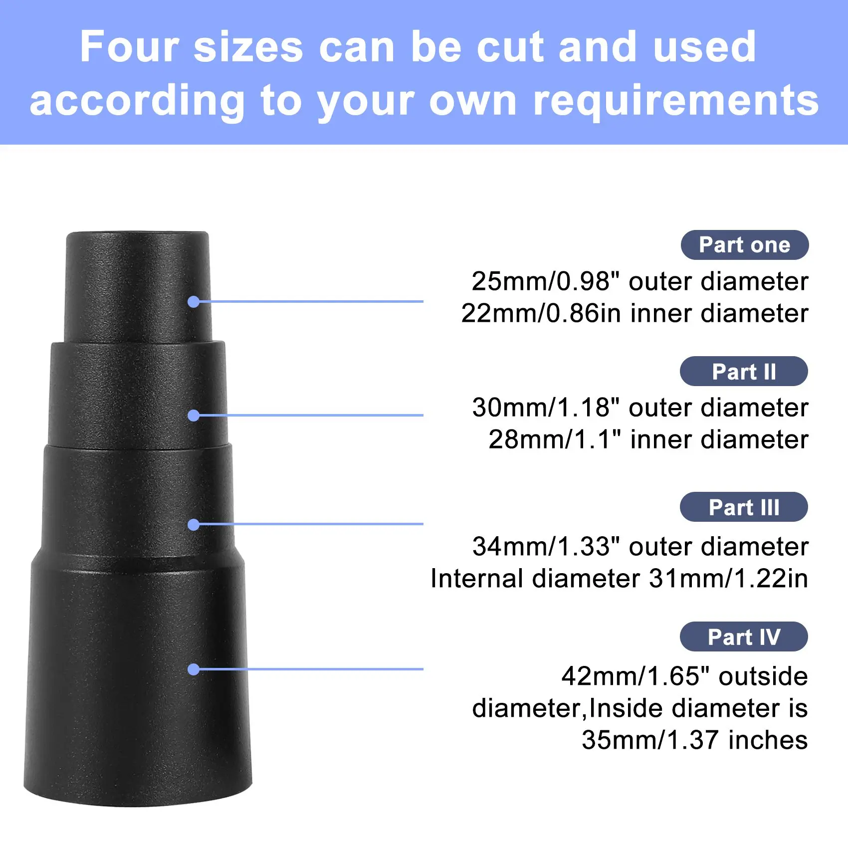 4-teiliger Staubsauger schlauch adapter, universeller Vakuumschlauch-Reduzier schlauch adapter für Staubsauger schlauchs ch lauch anschluss