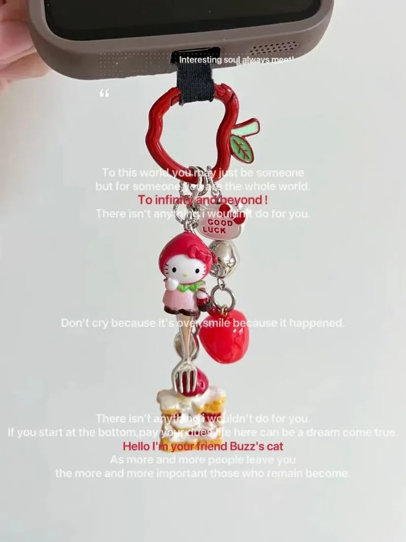

Kawaii Hello Kitty Sanrio Student Cute Cartoon Keychain Children Mobile Phone Decoration Schoolbag Pendant Gifts for Kids