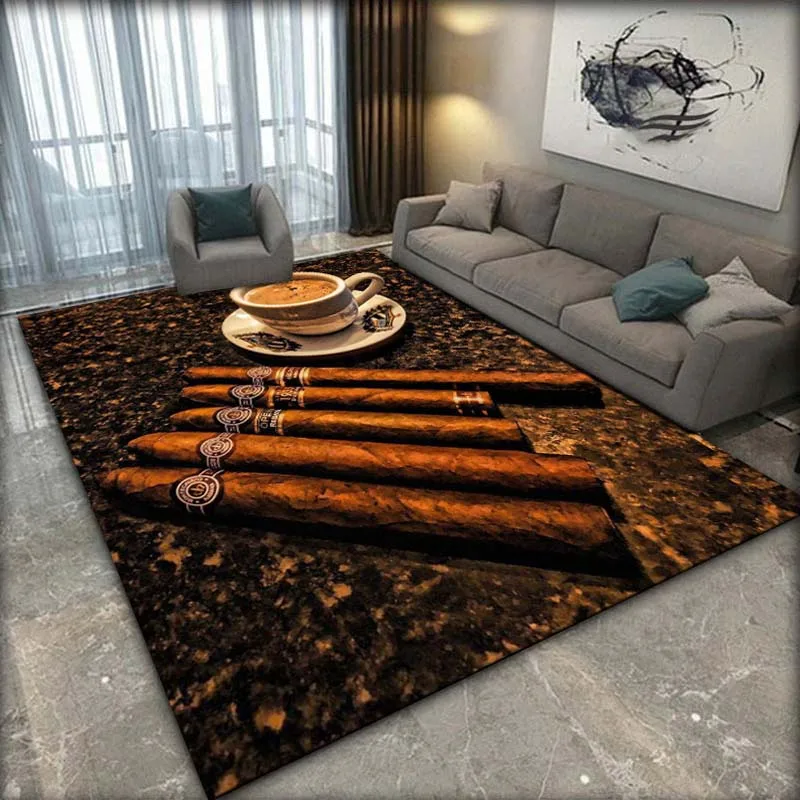 Tobacco Cigar Smoke Series Drink Area Rug,Carpet Rug for Living Room Bedroom Sofa Doormat Decoration,Kid Play Non-slip Floor Mat