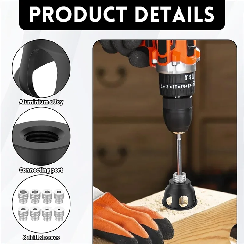 

ALIM-90 Degree Angle Drill Hole Guide Straight Hole Drilling Positioner Drill Bit Jig Self Centering Doweling Jig