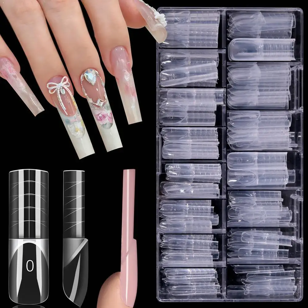 

150Pcs Space False Nail Dual Forms Stiletto Square Almond Smart French Line Extension Nail Forms Poly Nail Gel Molds