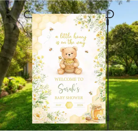 Baby Shower Garden Flag, Welcome Baby Yard Decor, Cute Newborn Celebration Banner for Boy Girl Gender Neutral Party, Outdoor IIC