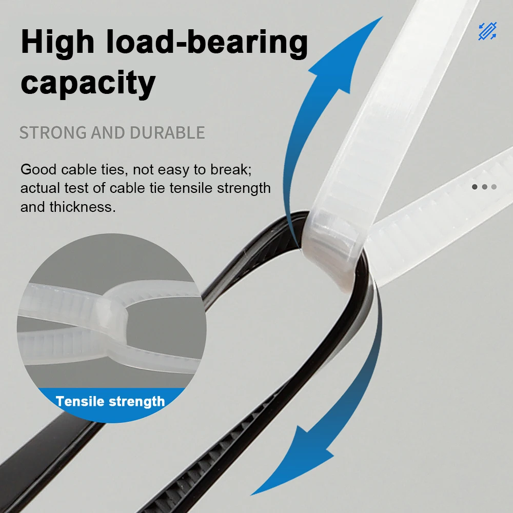 100-1000 Pcs Plastic Clamping Collar Rilsan Cable Ties Clamp Greenhouse Plastic Clamps Self-Tightening Plastic Necklace Belts