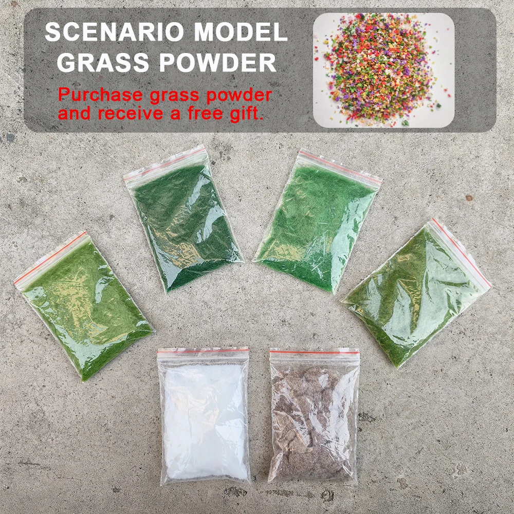 Kit de Polvo de Hierba Estática de Nylon de 3MM 10G con Polvo de Piedra/Árbol Gratis, Material para Escenas de Modelismo, para Diseño de Mini Paisajes, Hobby DIY