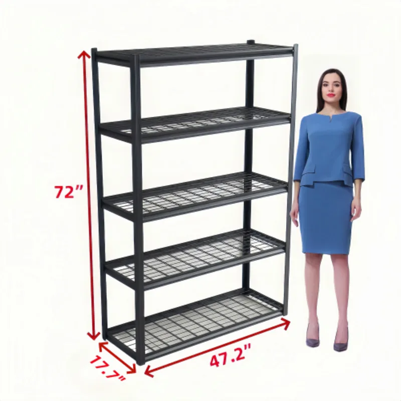 5 Tier Heavy Duty Metal Storage Rack To Assemble Adjustable Storage Shees For Basements Garages And Kitchen 72 "H*47.2 Big