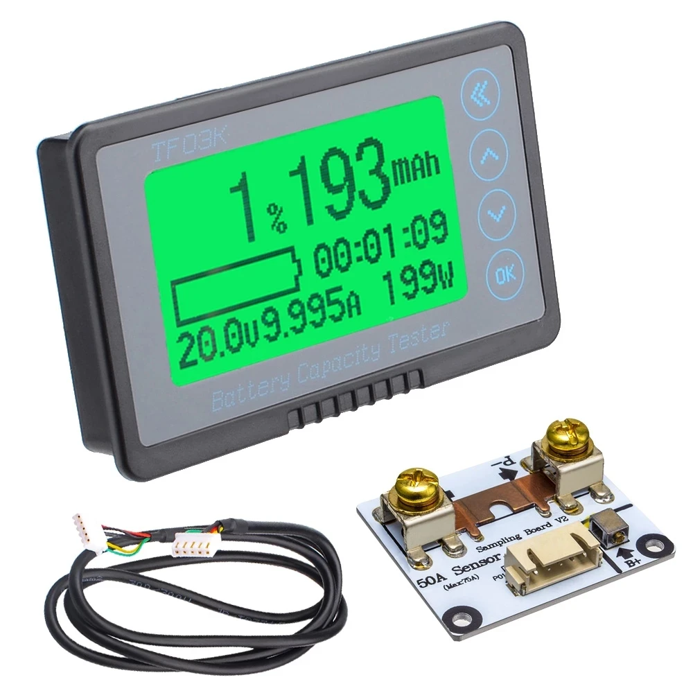 

TF03K DC10 ~ 120 В 50 А/100 А/350 А/500 А тестер емкости аккумулятора дисплей напряжения и тока счетчик кулонов 1 м