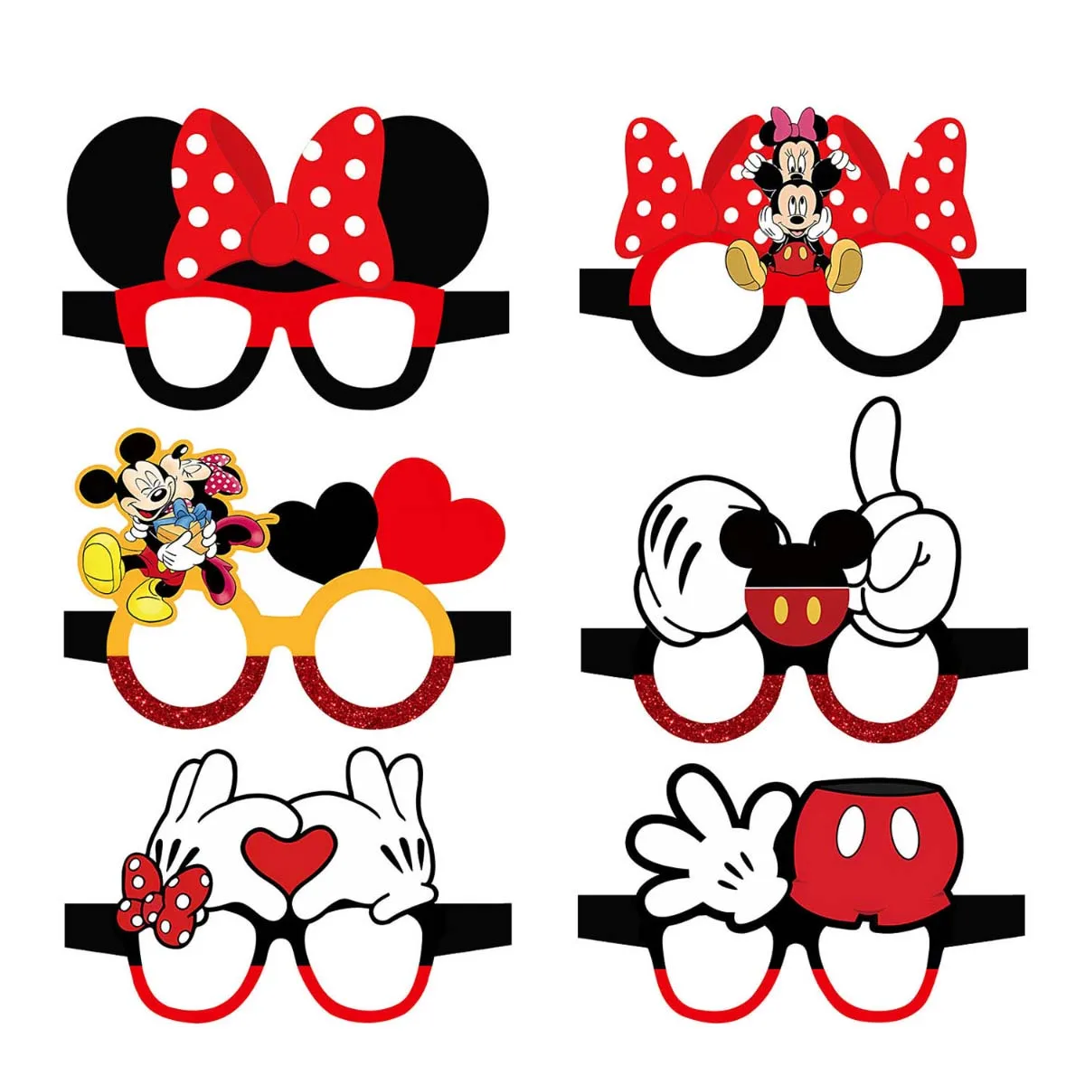 Crianças adultos foto adereços 14 pçs/set disney minnie mouse mickey mouse armações de óculos de papel