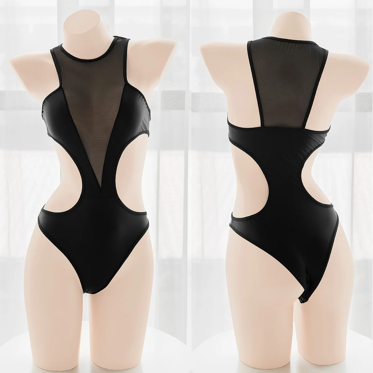 Maillot de bain une pièce en maille creuse, sexy, décolleté plongeant en V, solide, pour femmes, bikini, sous-vêtements