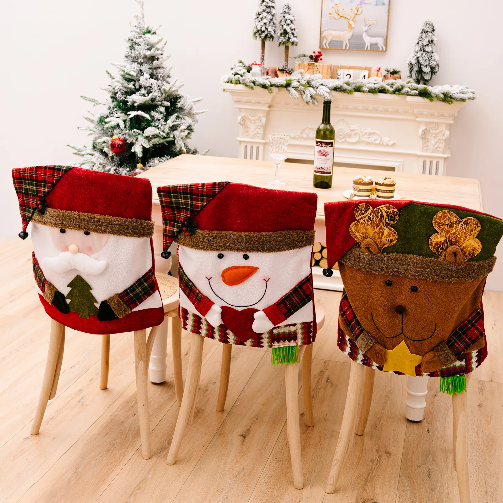 Christmas Decorative Chair Set, Stool Set, New Toy Chair Cover, European and American Decorative Ornaments, Home Furnishings