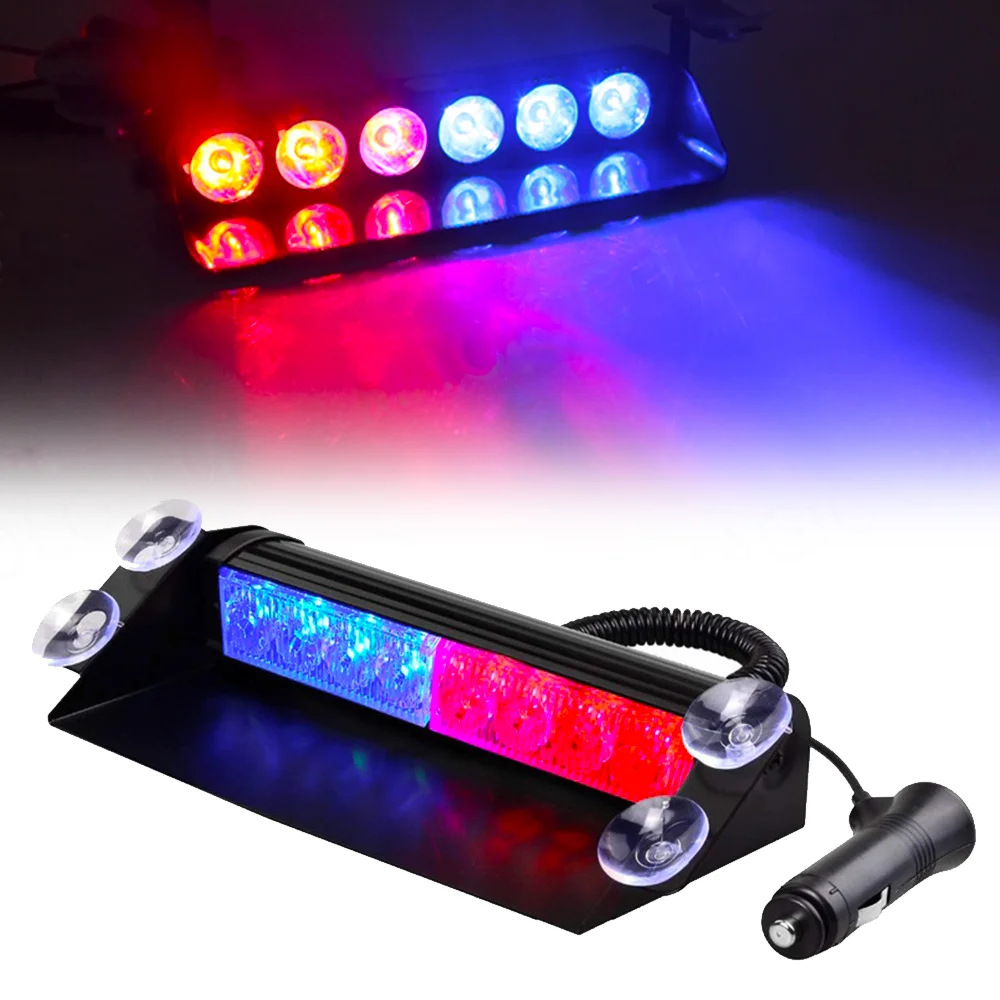 

LED Police Lights Strobe Light For Car 12V Emergency Signal Lamps Warning Light Auto Truck Flashing Windshield Flash Lighting 8