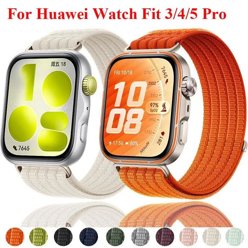 Pulseira de Nylon Original para Huawei Watch Fit 5 Pro/4 Pro, Pulseira Esportiva Respirável para Huawei Watch Fit 5 4 3