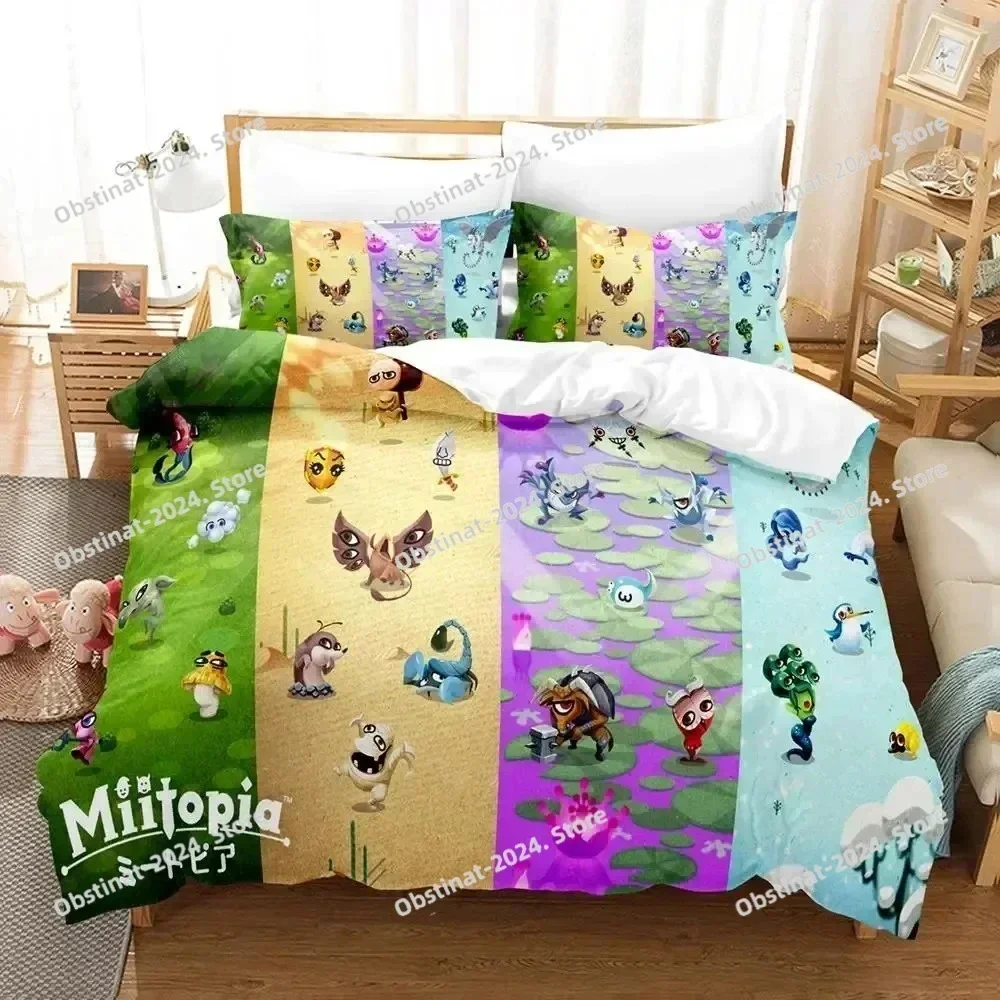 Cartoon Game Miitopia Bedding Set Printed single Comforter Quilt Bed Cover Duvet Cover Pillow Case 3 Pieces Sets Kids Adult Size