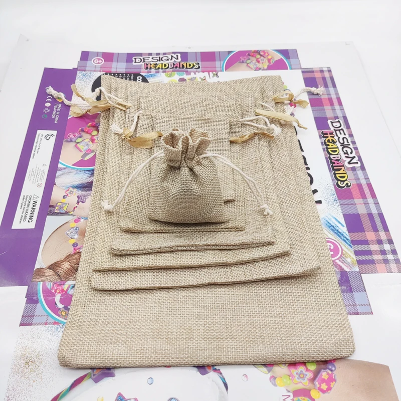 

5pcs Jute Gift Pouch Jewelry Bag Jute Packaging Pouch Drawstring Bag Sack Jute Bags for Wedding Jewelry Pouch Sack Storage Bags