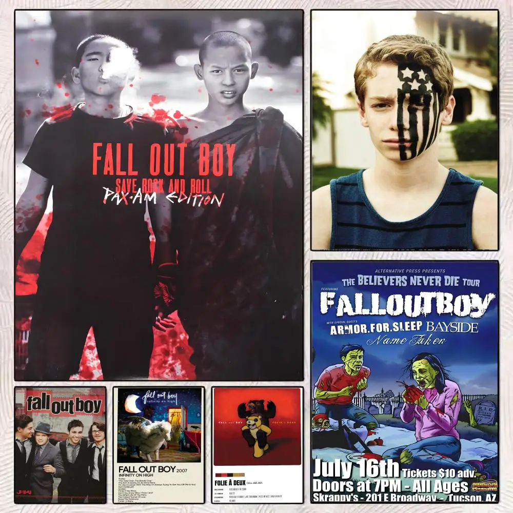 

Rock Band F-Fall Out BoyS Poster HD Art Mural Wallart Poster Waterproof Vintage Print Decor for Home Decoration DIY Durable