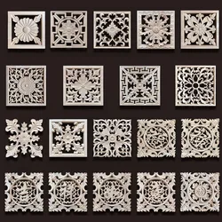 Wood Carving Onlays Appliques Decoration for Home Wood Decals for Furniture Wood Flower Crafting Wood Floral Home Decor Items