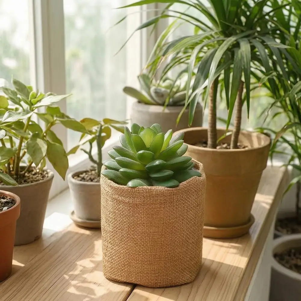 Linen Succulents Planter Decorative Plant Pot for Succulents Cute Small Flower Container for Home Balcony Table Decoration