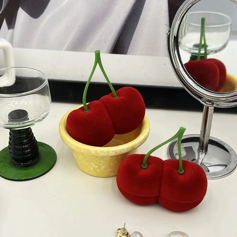 

Anti-collision Cherry Necklace Organizer Grape Pineapple Fruit Ring Box Strawberry Peach Flocked Jewelry Box Gifts