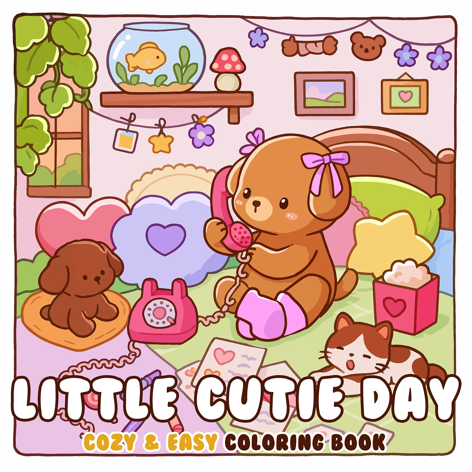 LITTLE CUTIE DAY Bold-easy Patterns Coloring Book for Adults Cute Drawing Book Perfect Gift for Party and Birthday