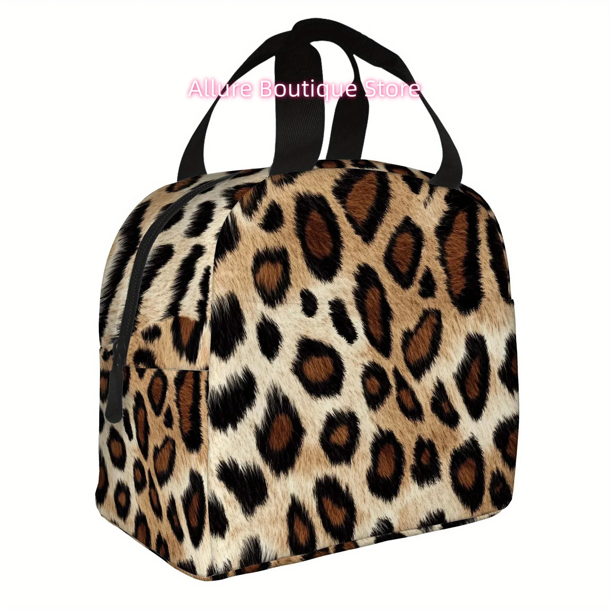 1pc Leopard Print Texture Pattern Printed Thermal Bag, Insulated Bag, No Food Contact, Suitable for Home, Restaurant, Office, Un