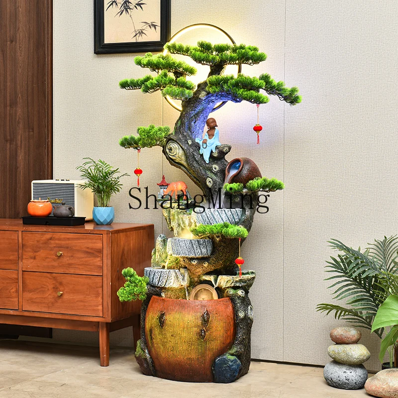 

ZYY Chinese feng shui wheel rockery pastoral water fountain landscape lucky gift ornament