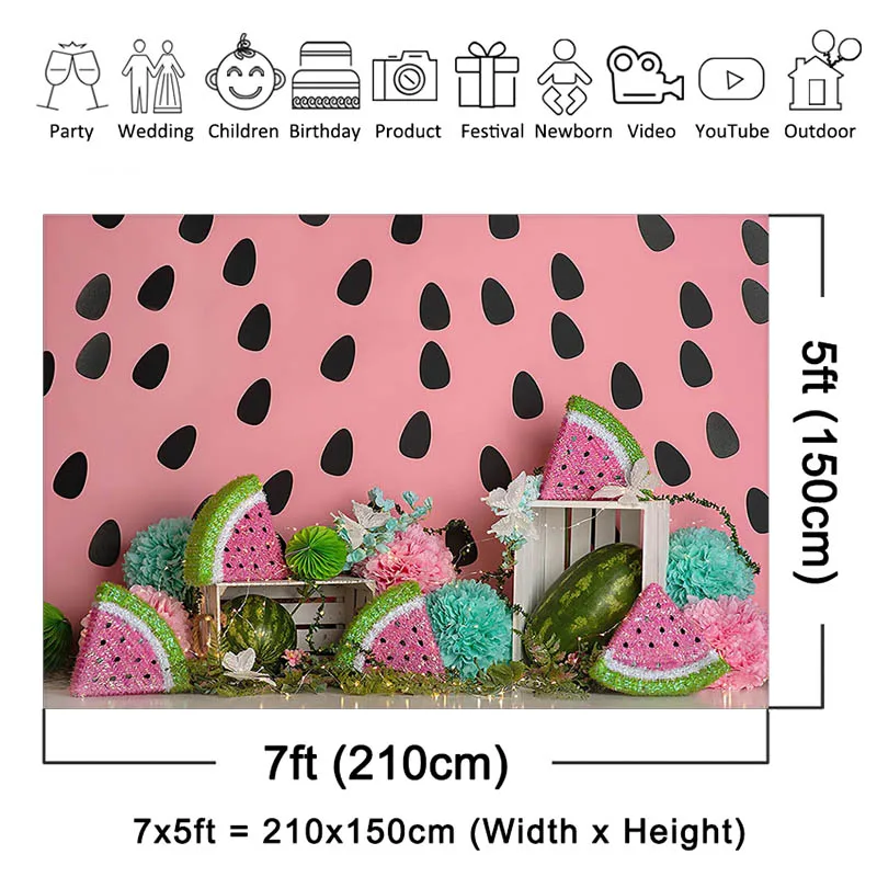 Mocsicka fondo de fotografía de sandía de verano para niños, accesorios de sesión de fotos, pancarta de sandía, Fondo de primer cumpleaños para recién nacidos