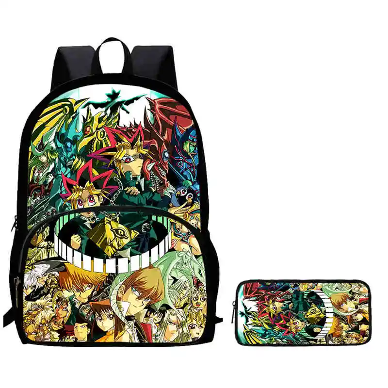 Mochila Yu-Gi-Oh Schulrucksack mit Vordertasche, Cartoon-Schulrucksack für Mädchen und Jungen, langlebige, leichte Anime-Kindertaschen