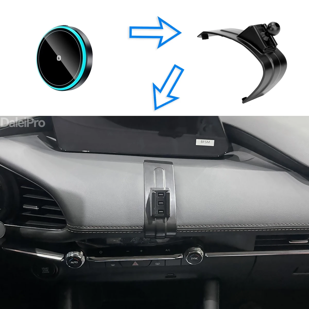 Für Mazda 3 BP 2019 2020 2021-2026 Auto-Handyhalterung Kabelloses Ladegerät Halterung Automatische Klemmung Starker Magnetischer Halter – Detail 2