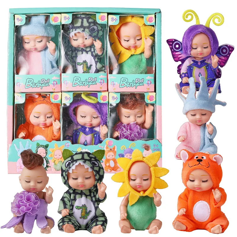 6PCS/Set Sleeping Baby Reborn Dolls Toy Children Cartoon Doll Accessories Forest Boys Girls Adjustable Simulation Bionic Toys