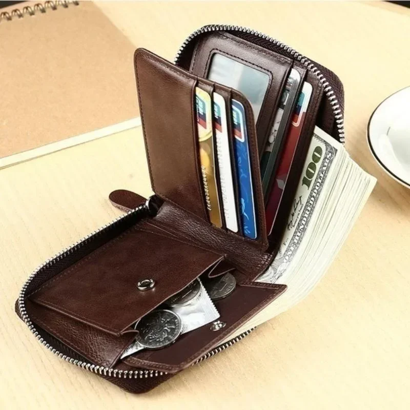 New Mens Fashion Wallet Short Wallets Brand Casual Zipper Coin Purse Male Card Holder Wallet Gifts for Men