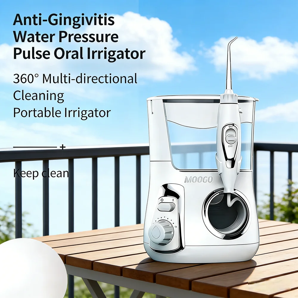 

10 Modes High Efficiency Water Flosser 800ML Electric Desktop Oral Irrigator Teeth Care Tool with 5 Durable Nozzles
