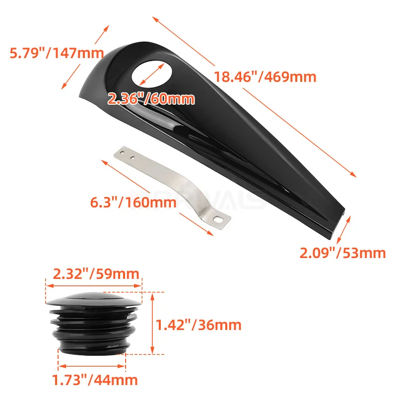 Motorcycle Oil Gas Cap Cover Smooth Dash Fuel Tank Console Trim Panel For Harley Touring Electra Glide Street FLHT FLHX 08-23