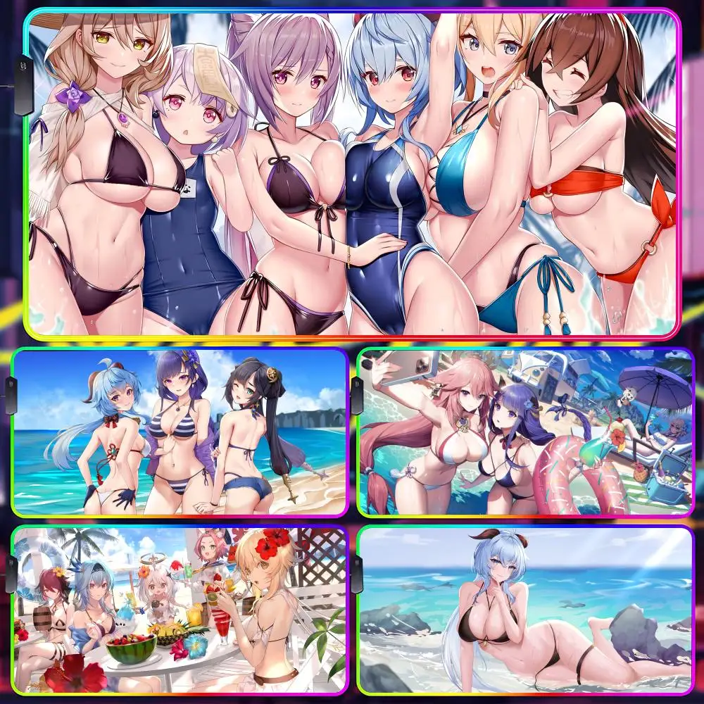 

Genshin Impact Mouse Pad Gamer Luminescence Led Mouse Pad Gaming Table Rgb Deskmat Keyboard Pc Mousepad