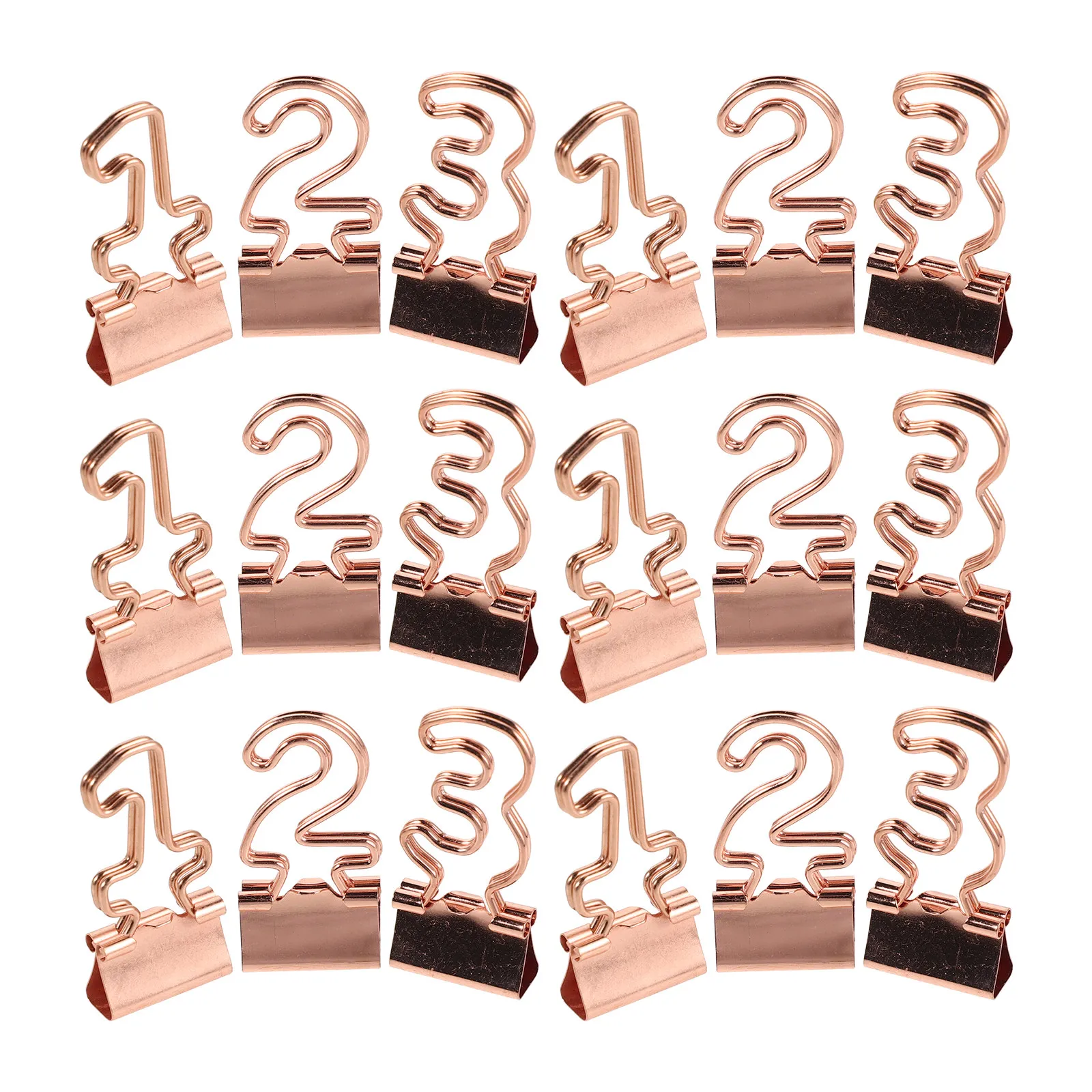 18pcs Rose Gold Binder Clips 1.2inch Foldback Paper Clips Numbered File Clips Office Stationery Organizer Notebook Classroom