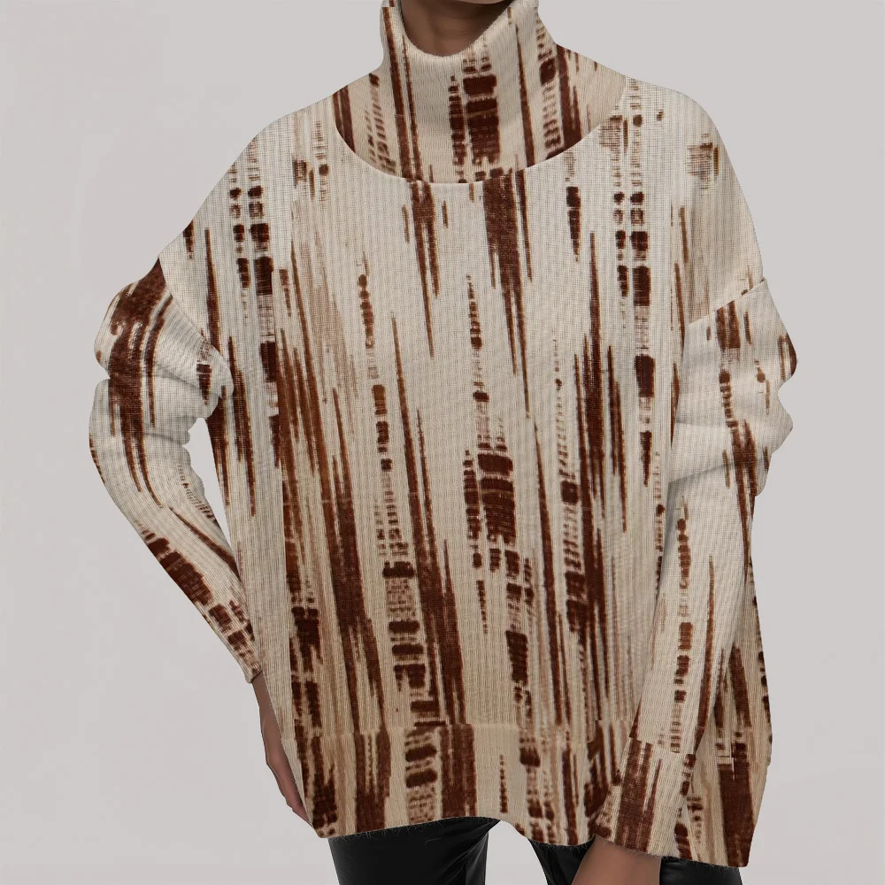 Women's Turtleneck Sweater Chunky Knit Oversized Solid Color Winter Unisex Harajuku Printing Pullovers Casual Fashion Warm