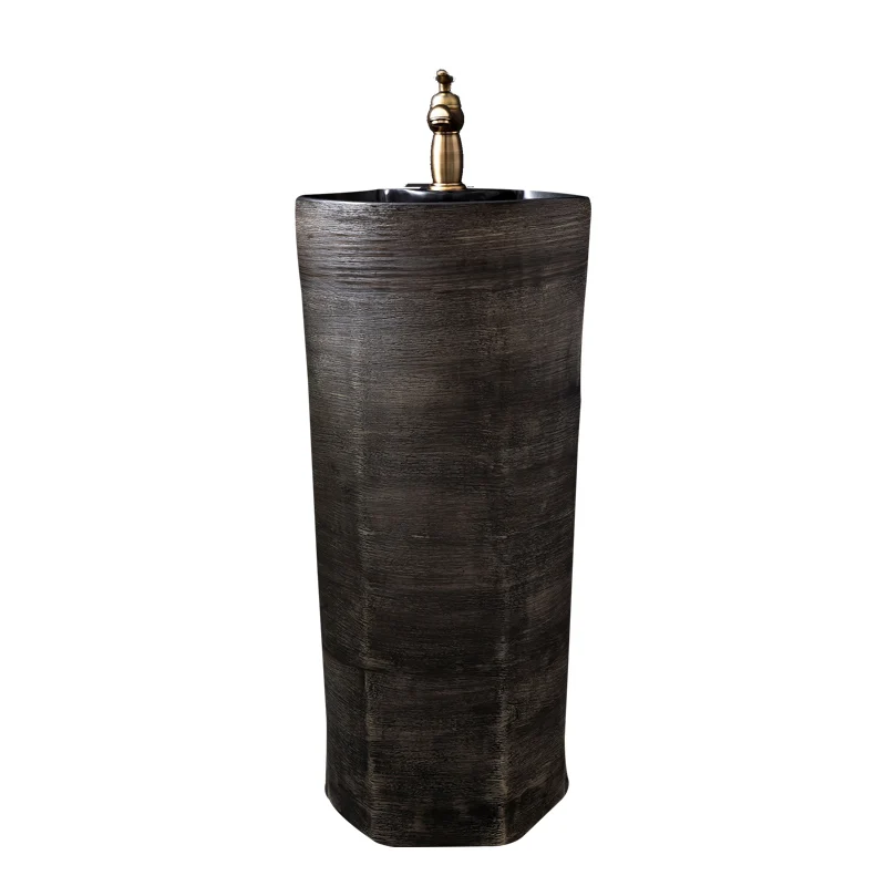 

Ceramic column basin Floor-to-ceiling balcony Outdoor washbasin Bathroom Household integrated washbasin