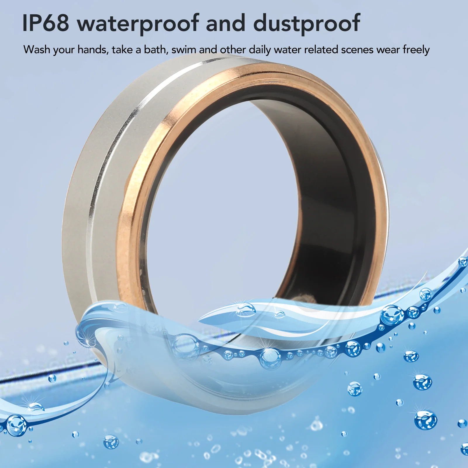 Smart Health Ring IP68 Waterdichte Smart Ring Fitness Keramiek en roestvrij staal met APP voor mannen voor slaapmonitoring