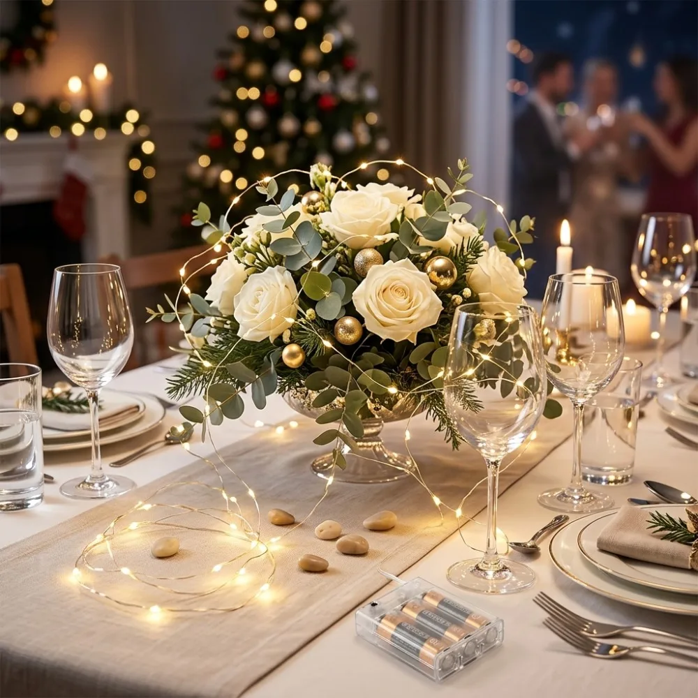 LED Fairy Lights Battery Powered Twinkling Copper Wire String Lights Warm White for Christmas Wedding Party Table Decor