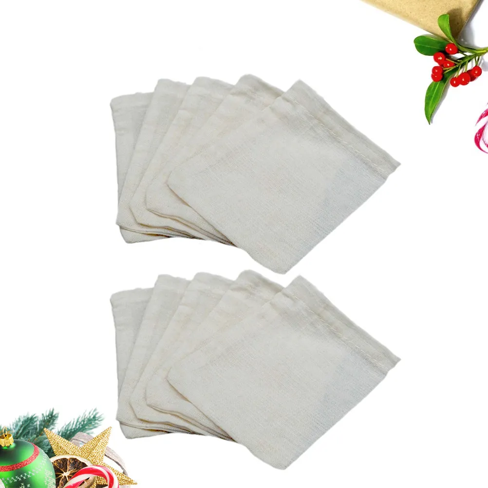20Pcs Cotton Tea Filter Bags Drawstring Reusable Lightweight Remove for Loose Leaf Tea Herbal Powder Coffee