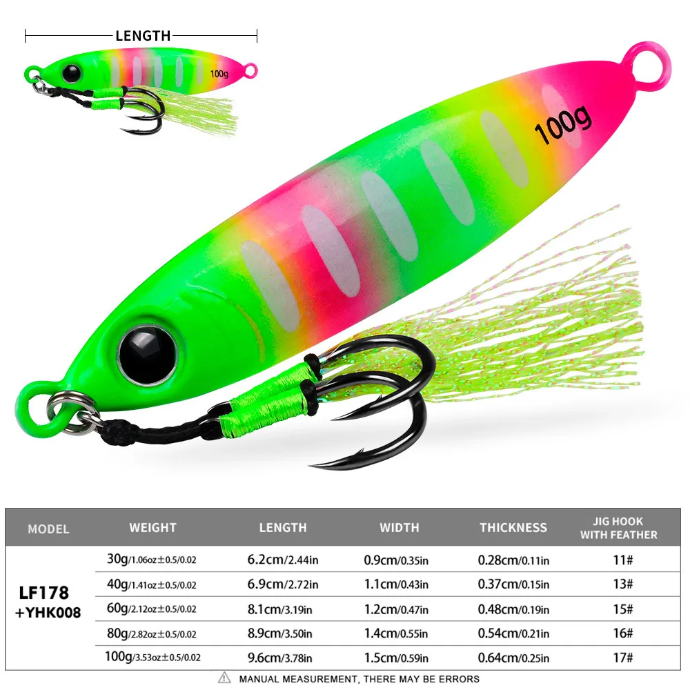 LHFSH Leuchtender Metall-Jig-Angelköder 30g-100g Weitwurf-Tiefsee-Bootsjigging-Köder Künstlicher Hartköder für Salzwasser-Thunfisch und Barsch – Detail 5