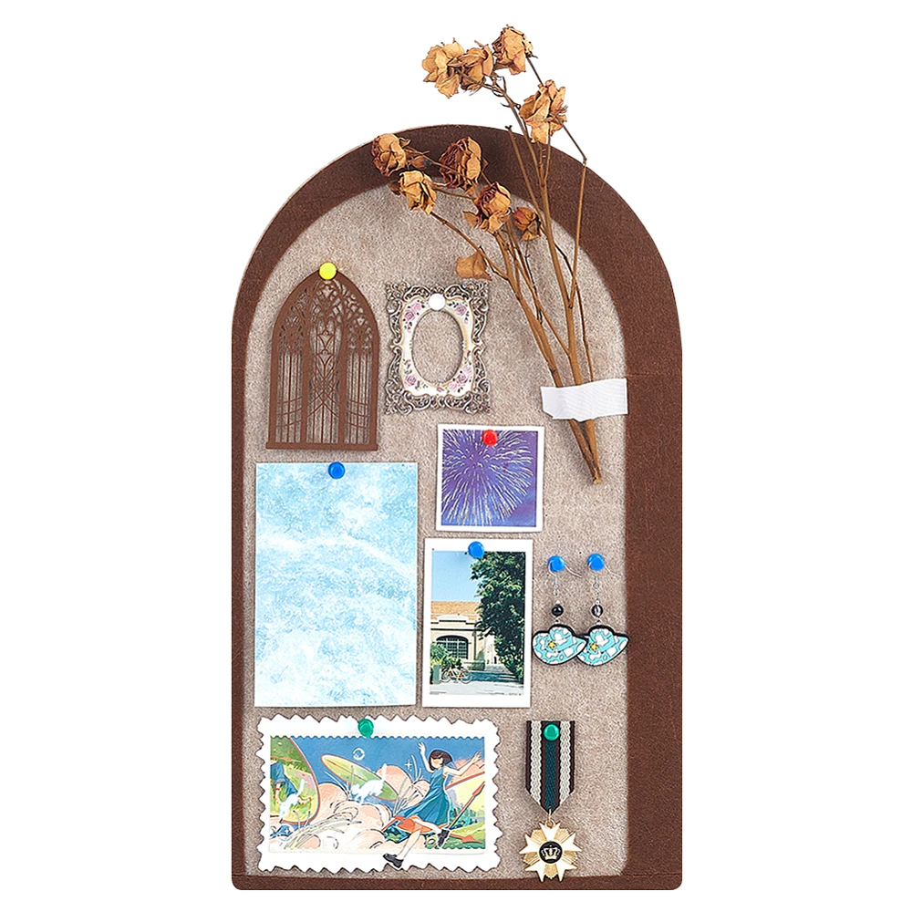 Arch Felt Bulletin Board with 21 Pushpins 15.7